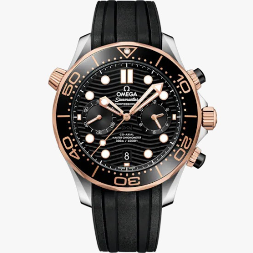 Omega Seamaster Diver 300M 44 mm, steel ‑ Sedna™ Gold on Rubber Strap  Swiss ETA