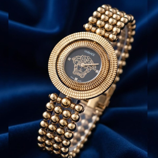 Versace Watch With a Gold Finish And a Black Dial